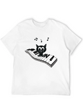 Musical Cat Piano Player Graphic T-Shirt