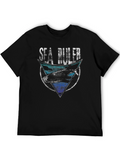 Sea Ruler Shark Graphic Mens T-Shirt