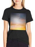 Sunset Sky Graphic Black Tee Shirt