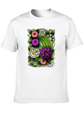 Floral Patterned Mens Black T-Shirt