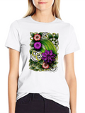 Floral Patterned Mens Black T-Shirt