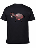 Cartoon Cow Black T-Shirt - Fun Novelty Tee