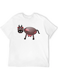 Cartoon Cow Black T-Shirt - Fun Novelty Tee