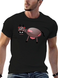 Cartoon Cow Black T-Shirt - Fun Novelty Tee