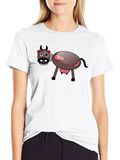 Cartoon Cow Black T-Shirt - Fun Novelty Tee