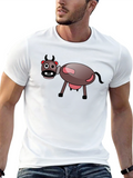Cartoon Cow Black T-Shirt - Fun Novelty Tee
