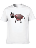 Cartoon Cow Black T-Shirt - Fun Novelty Tee