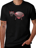 Cartoon Cow Black T-Shirt - Fun Novelty Tee