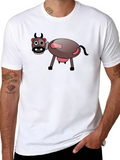 Cartoon Cow Black T-Shirt - Fun Novelty Tee