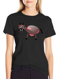 Cartoon Cow Black T-Shirt - Fun Novelty Tee