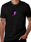 Novelty Black T-Shirt - Woman Coughing Design