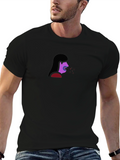 Novelty Black T-Shirt - Woman Coughing Design