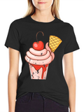 Fun Dessert Graphic Black T-Shirt