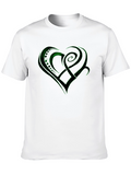 Green Celtic Heart Design Black T-Shirt