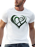 Green Celtic Heart Design Black T-Shirt