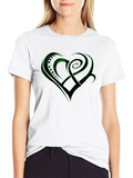 Green Celtic Heart Design Black T-Shirt