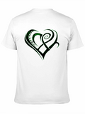 Green Celtic Heart Design Black T-Shirt