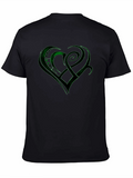 Green Celtic Heart Design Black T-Shirt