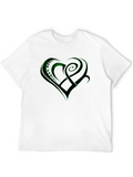 Green Celtic Heart Design Black T-Shirt