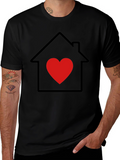 Home Heart T-Shirt - Black Casual Tee