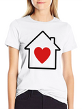 Home Heart T-Shirt - Black Casual Tee