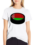 Belarus Flag Hockey Puck Graphic Tee
