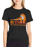 Be Strong Tiger Graphic Black T-Shirt