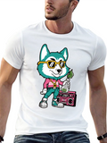 Cartoon Dog Graphic Print T-Shirt - Black