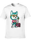 Cartoon Dog Graphic Print T-Shirt - Black