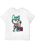Cartoon Dog Graphic Print T-Shirt - Black
