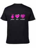 Peace Love Crochet Black T-Shirt