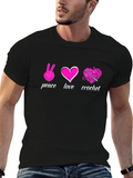 Peace Love Crochet Black T-Shirt