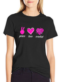 Peace Love Crochet Black T-Shirt
