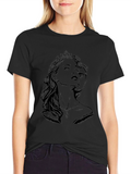Royal Couple Graphic Print T-Shirt - Black