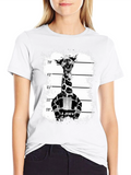 Giraffe Mugshot Graphic Tee - Funky Animal T-Shirt