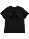 Camping Scene Black Graphic Tee