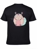 Cute Cartoon Hamster Black T-Shirt