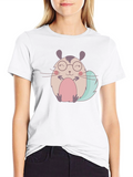 Cute Cartoon Hamster Black T-Shirt