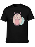 Cute Cartoon Hamster Black T-Shirt