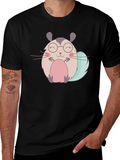 Cute Cartoon Hamster Black T-Shirt