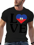 Haiti Flag Heart LOVE T-Shirt