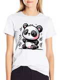 Cute Panda Sketch Graphic T-Shirt