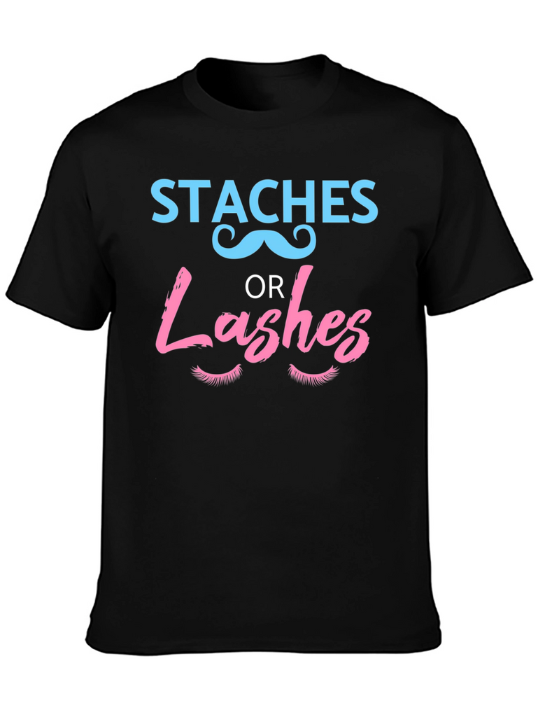 Staches or Lashes Gender Reveal T-Shirt
