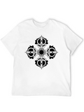 Black Graphic Tee - Dharma Wheel Design