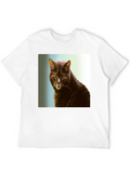 Cool Cat Graphic Tee - Black Cotton Shirt