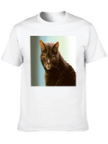 Cool Cat Graphic Tee - Black Cotton Shirt