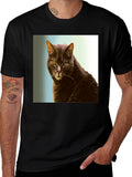 Cool Cat Graphic Tee - Black Cotton Shirt