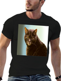 Cool Cat Graphic Tee - Black Cotton Shirt