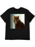 Cool Cat Graphic Tee - Black Cotton Shirt