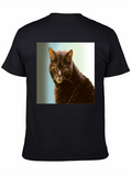 Cool Cat Graphic Tee - Black Cotton Shirt